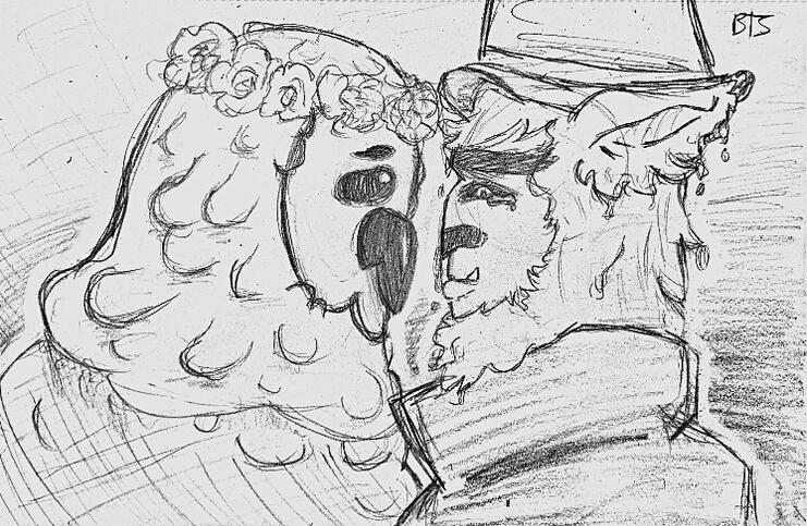 Sketch of Delloso de la Rue and Capt. KP Hob from Dimension 20's "A Court of Fey and Flowers"