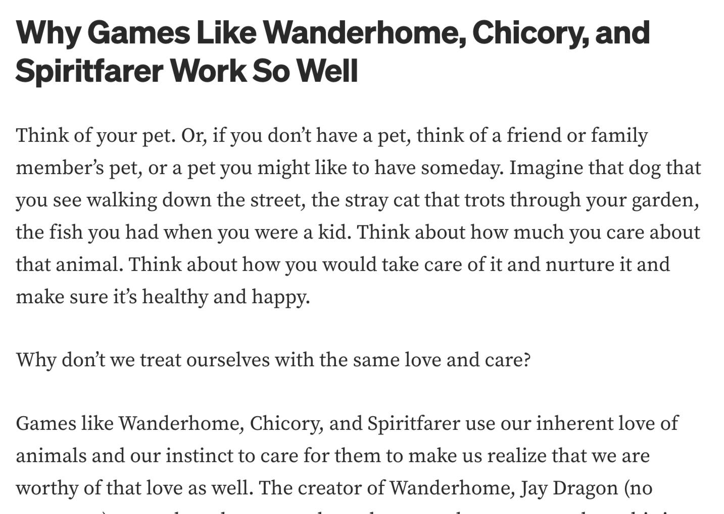 Why Games Like Wanderhome, Chicory, and Spiritfarer Work So Well